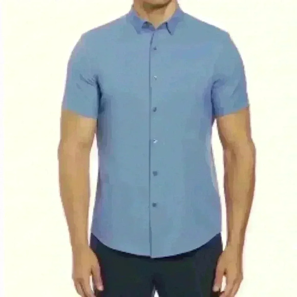 Perry Ellis Other - Perry Ellis Slate blue Slim Fit Total
Stretch Solid Short Sleeve-size Large